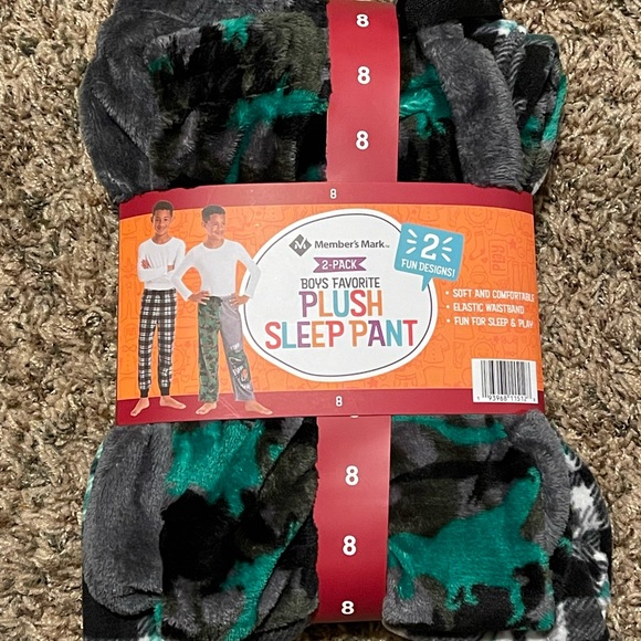 Member's Mark Boys Favorite Plush & Soft Fleece Sleep Pant 2 Pack Size 8 Dino’s - Picture 4 of 6